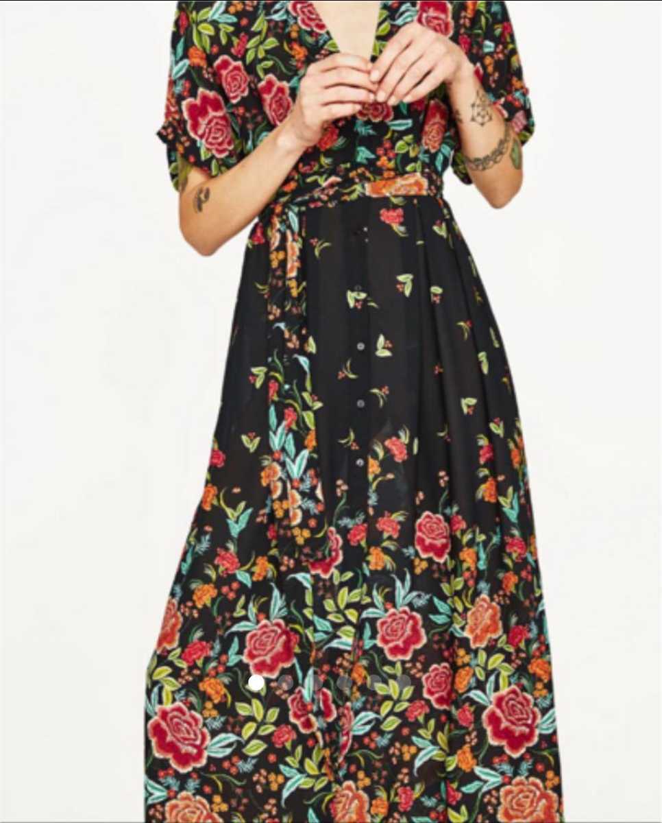 長谷川京子さん着用 Zara ザラ フェミニンな花柄カシュクールワンピース ワンピース 売買されたオークション情報 Yahooの商品情報をアーカイブ公開 オークファン Aucfan Com