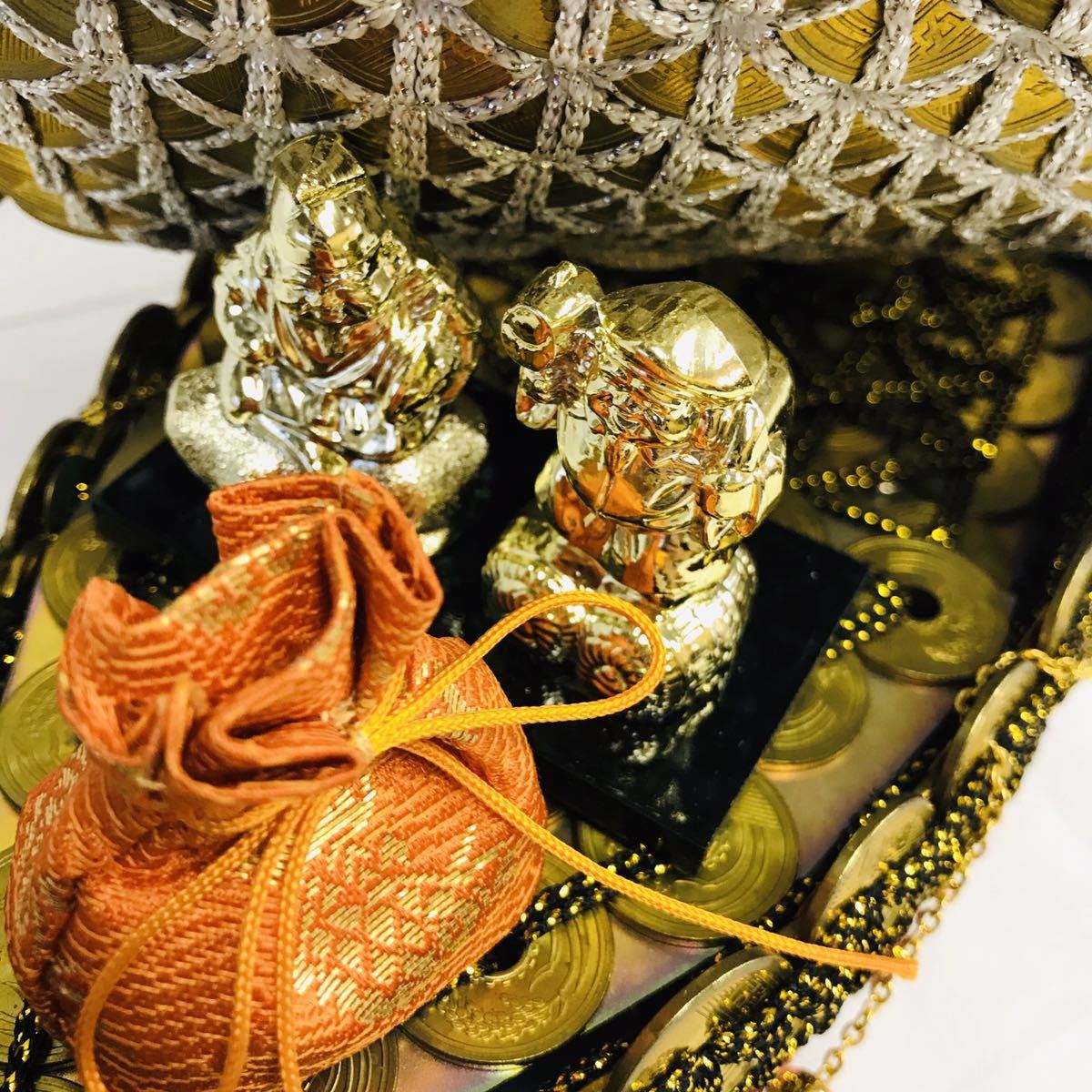 武比古作 純銀 恵比寿天 大黒天 宝船 置物 インテリア 縁起物 刻印有り