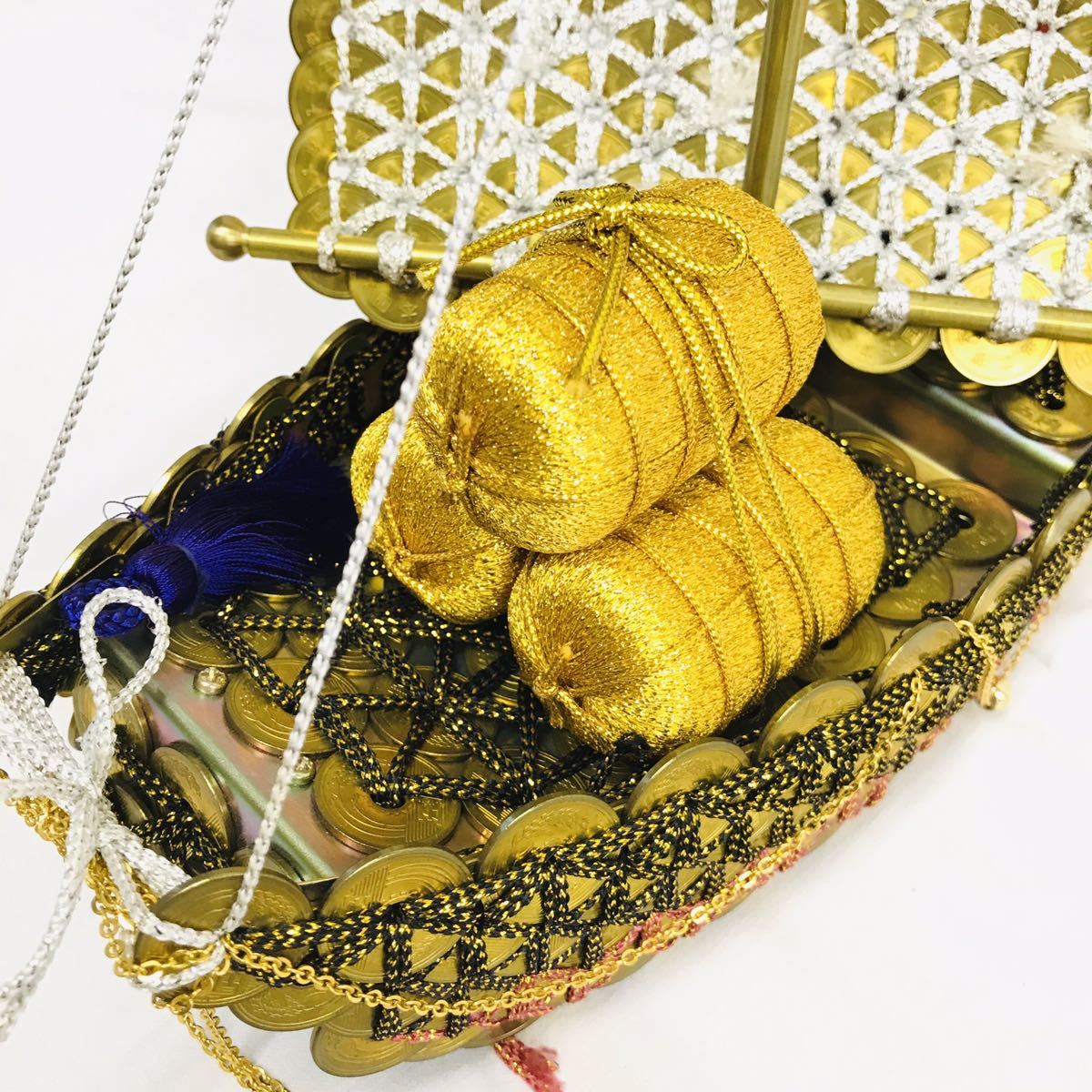 武比古作 純銀 恵比寿天 大黒天 宝船 置物 インテリア 縁起物 刻印有り