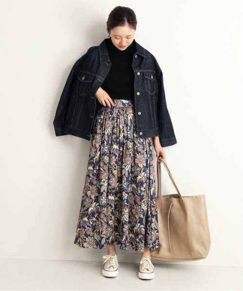 新品同様 SLOBE IENA オリエンタルプリント ボリュームギャザー サテン  