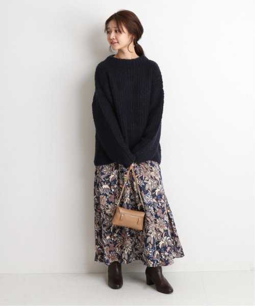 新品同様 SLOBE IENA オリエンタルプリント ボリュームギャザー サテン  