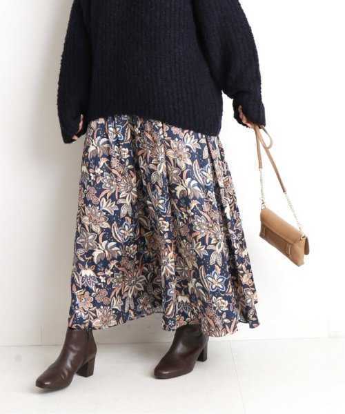 新品同様 SLOBE IENA オリエンタルプリント ボリュームギャザー サテン  