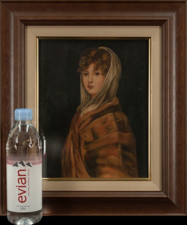 油絵と額。北村 巌作？サインあり。裏に記名も。 美術品・アンティーク