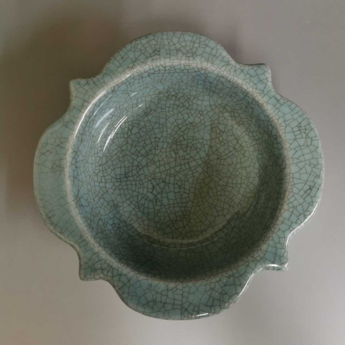 宋汝窯 青釉双耳竜頭三足香炉 景徳鎮 陶磁器 装飾品 現代工芸品 美術品