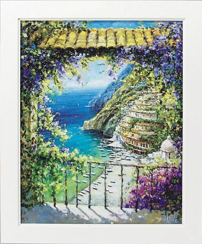 額装絵画　額縁付き絵画　マルコ マヴロヴィッチ作 「八月のポジターノ」