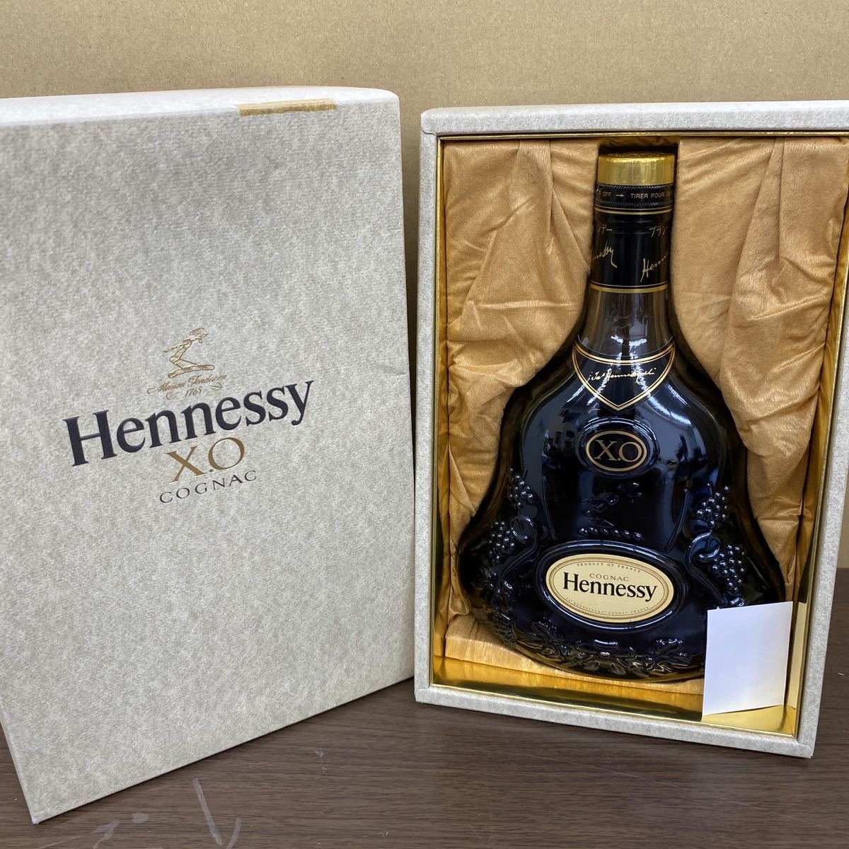未開栓/Hennessy XO ヘネシー X.O クリアボトル 金キャップ COGNAC