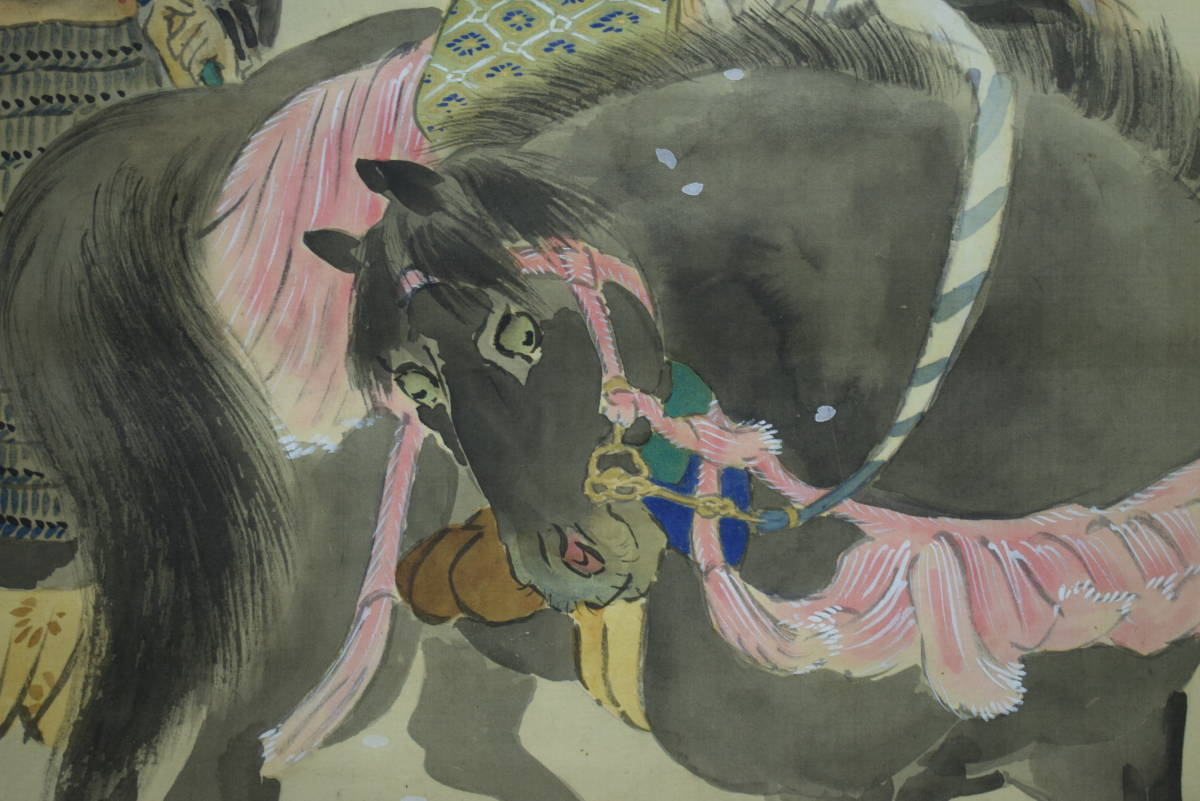 【真作】//里見雲嶺/八幡太郎義家公図/武者絵/勿来関/布袋屋掛軸HI-569_2