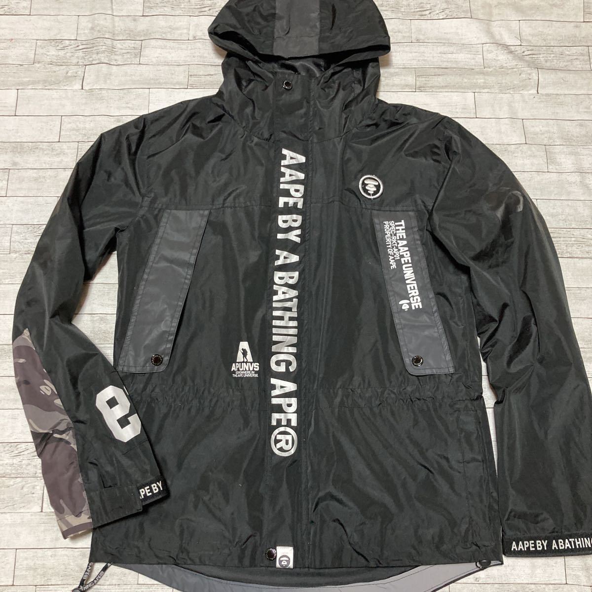 【最新作，低価】 アベイシングエイプ A BATHING APE マウンテンパーカ ナイロンジャケットカモフラ迷彩黒 ブラック(ジャンパー、ブルゾン)｜売買されたオークション情報、yahooの商品情報をアーカイブ公開 - オ 男性用