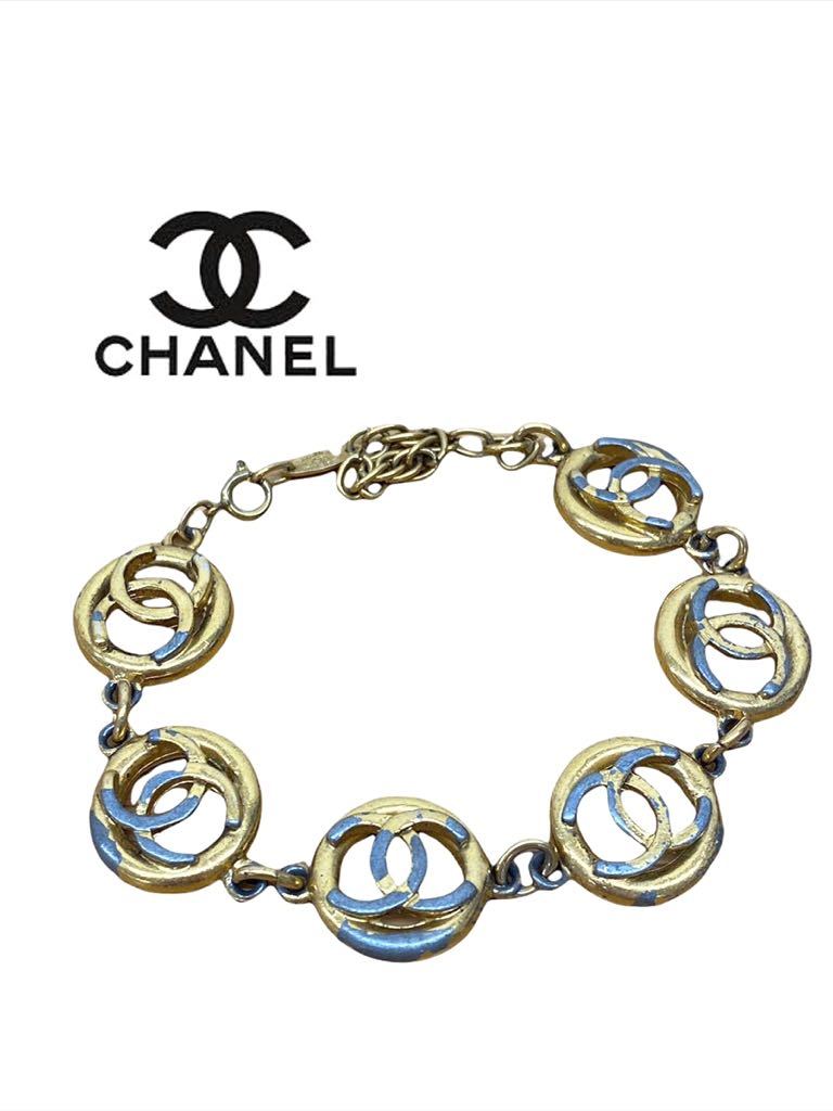CHANEL シャネル ブレスレット ココマーク ゴールド 6連 ヴィンテージ 全長約23cm 重さ約41.6g アクセサリー レディース KH01 012904.1000
