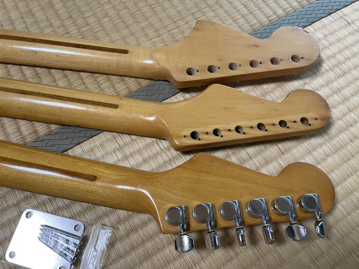 Fender Stratocaster Japan Neck Flat ローズ指板 ギターネック ストラトキャスター 3本セット 1円～売り切り