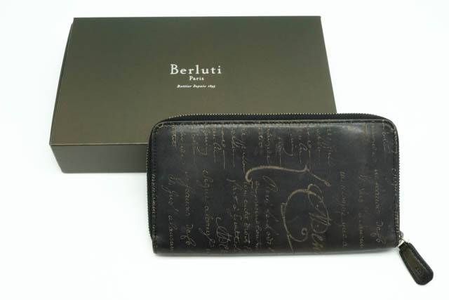 【箱付き】ベルルッティ　長財布　カリグラフィー　ヴェネチアレザー 良品】 Berluti ベルルッティ カリグラフィ ラウンドファスナー 長財布