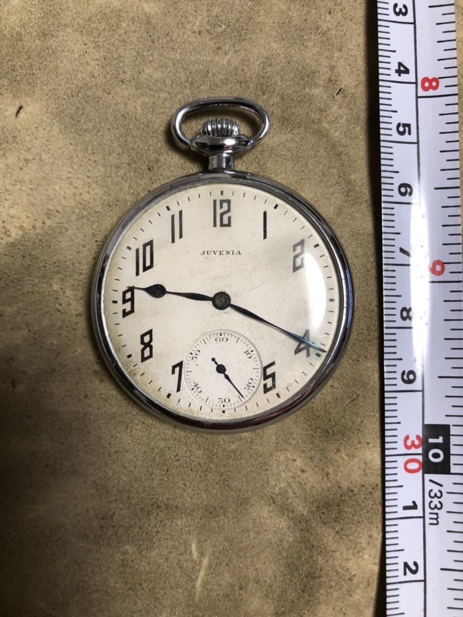 懐中時計 ジュベニア 手巻き 稼働 ケース 鎖付き 16石 4ポジション