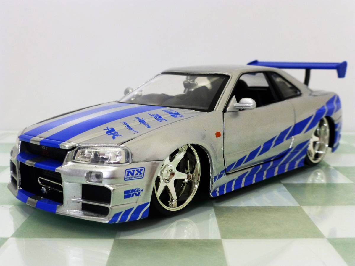FURIOS7 ワイルドスピード■JADA TOYS 1/24 NISSAN SKYLINE GT-R R-34 SILVER■日産 スカイライン 