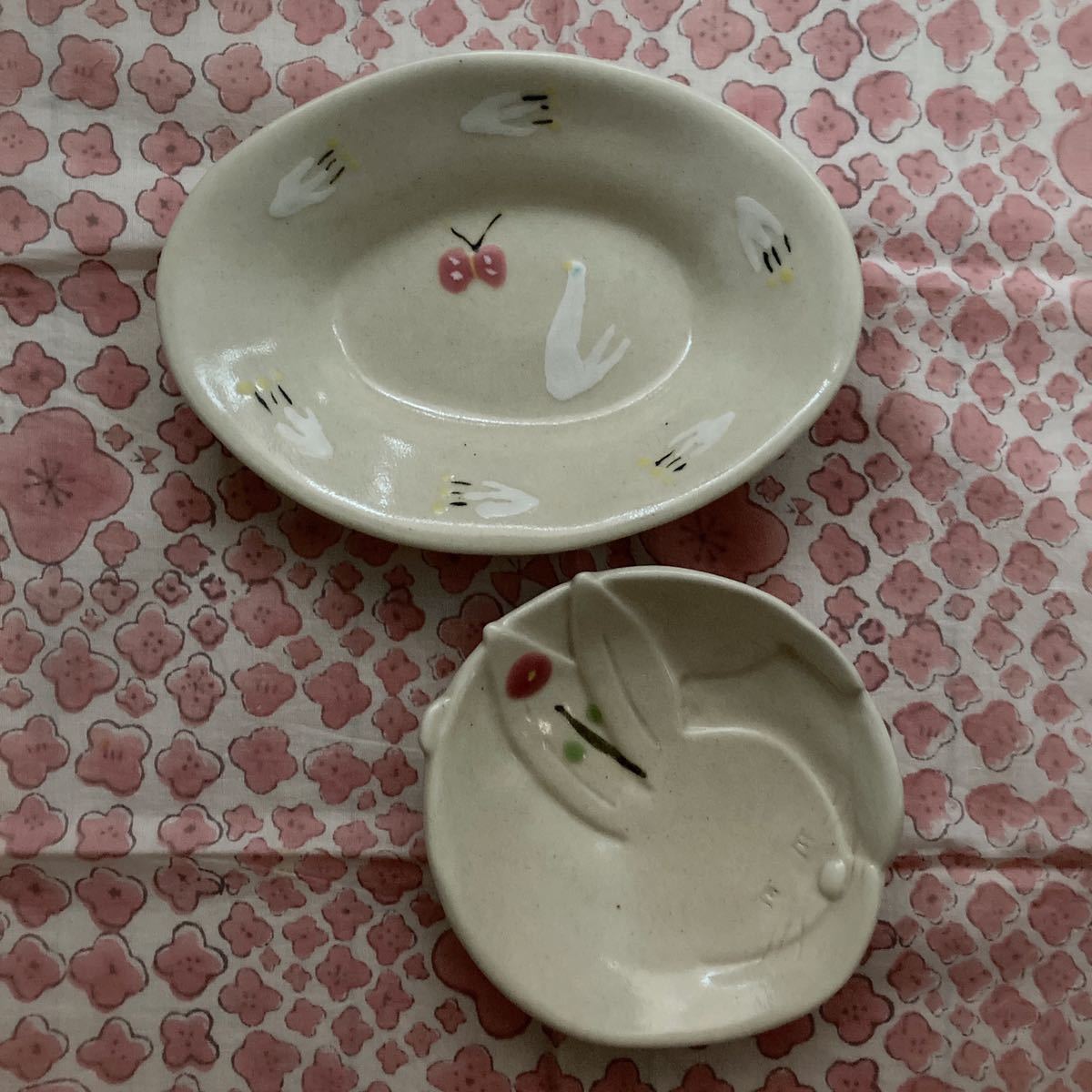 石木文 オーバル 丸皿 トリ てふてふ ウサギ(小皿)|売買された 石木文 オーバル 丸皿 トリ てふてふ ウサギ(小皿)|売買された