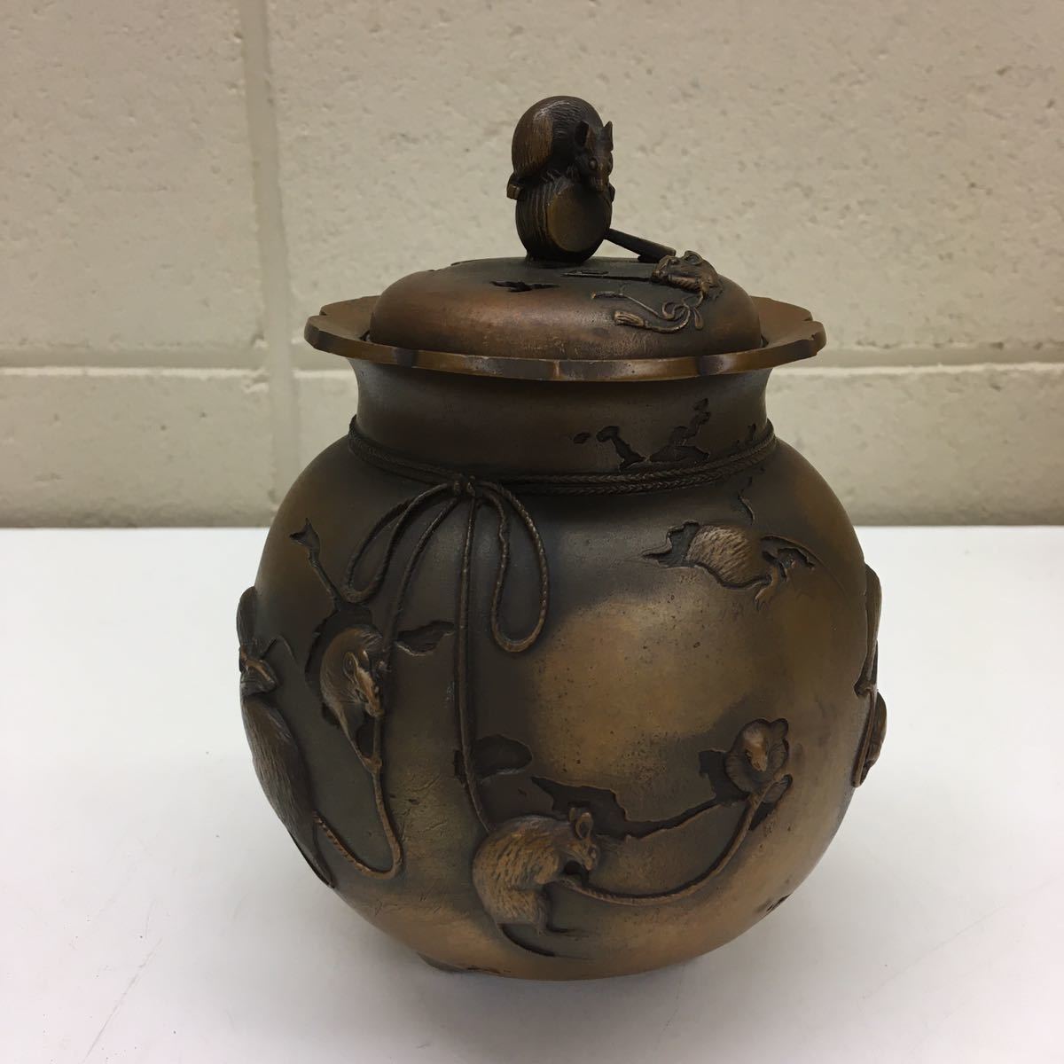 B【Sep153】高岡銅器 福香炉鼠 村田宏 香炉 銅製 工芸品 【公式通販】