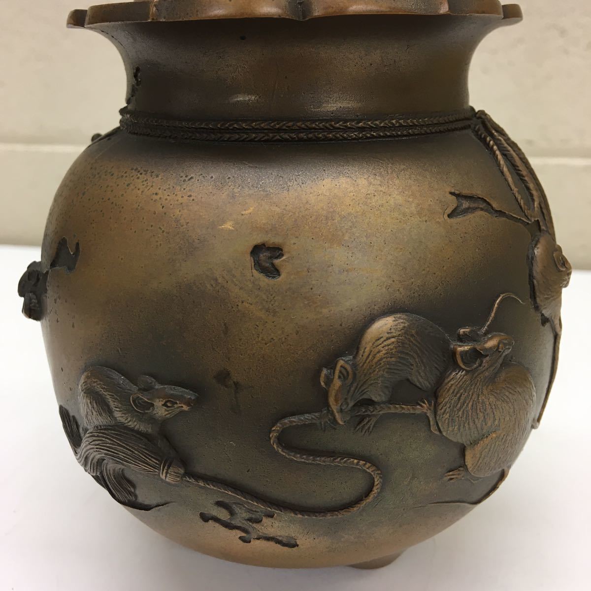 B【Sep153】高岡銅器 福香炉鼠 村田宏 香炉 銅製 工芸品 【公式通販】