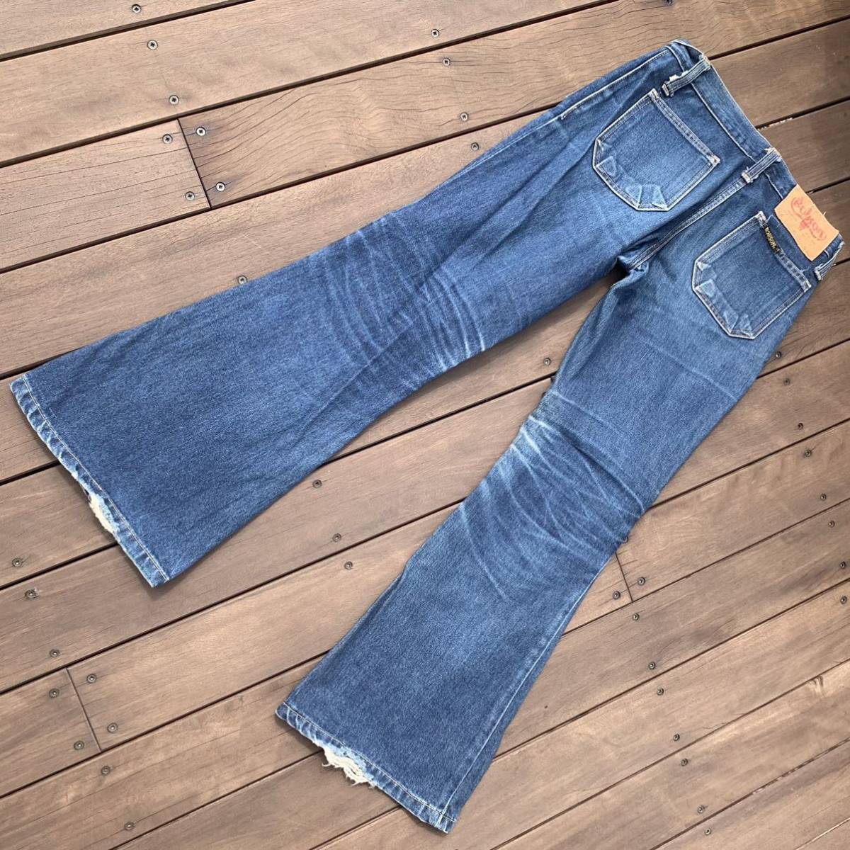 70s Wrangler ベルボトムジーンズ フレア ブルー Talonジップ レア 70s