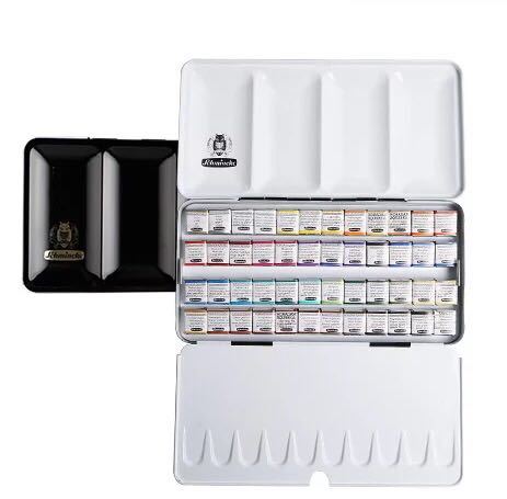 新品Schmincke シュミンケ ホラダム 固形水彩（ハーフパン） 48色セット(金属ケース入)水彩絵具 (当日発送)
