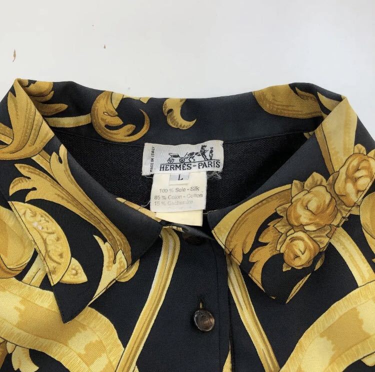 エルメス HERMES ニット 切替 希少☆HERMES シルク⁄ニット HERMES