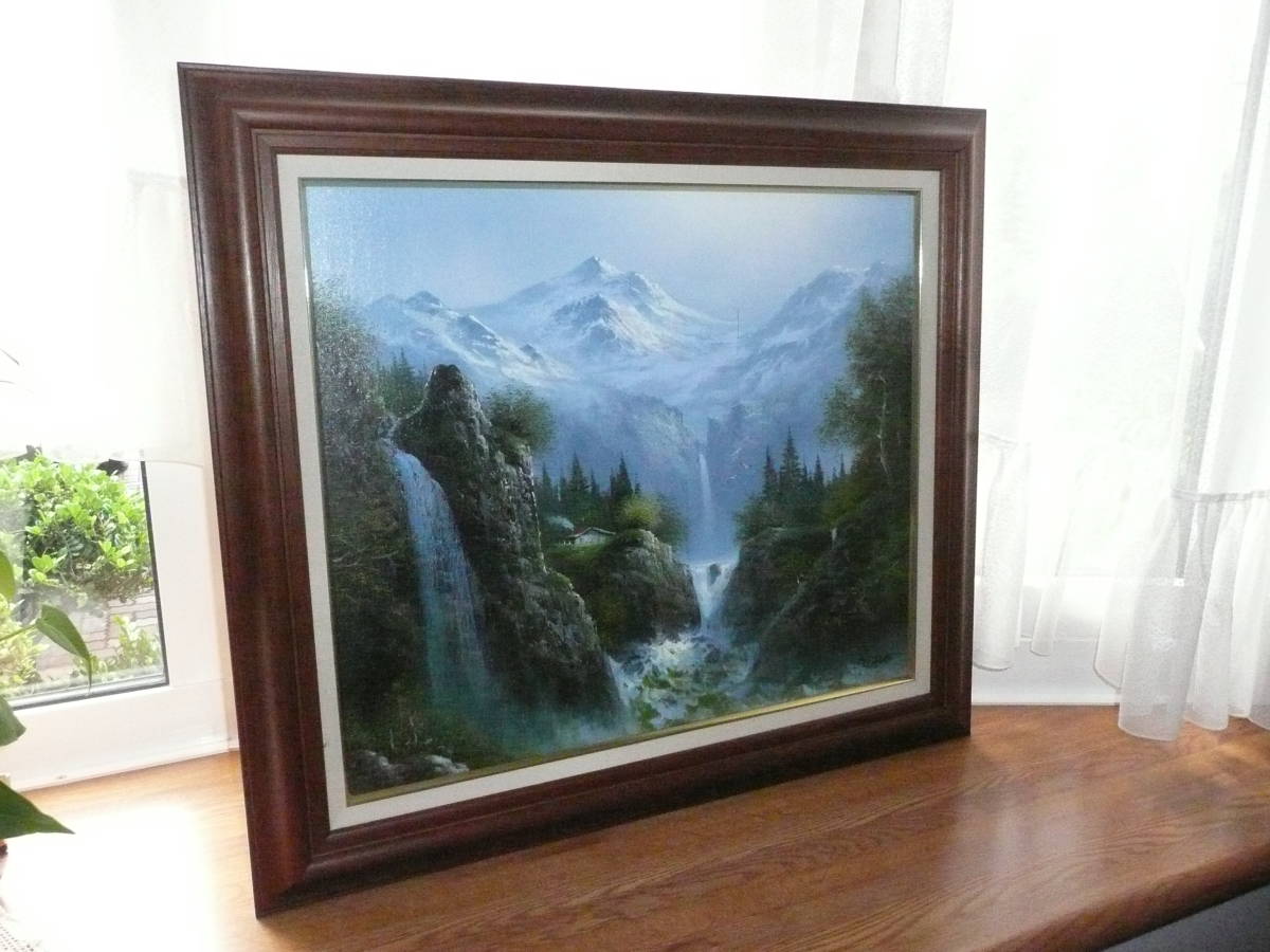 新作入荷，新作】 極上 G.JUN 油彩風景画/自然絵画額 三越購入 額装サイズ/