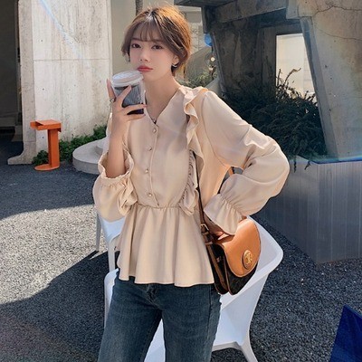 韓国 ファッション フリル ブラウス ランタンスリーブ トップス 裾フレア おしゃれ オルチャンファッション 韓国服 デート 代 30代 Lサイズ 売買されたオークション情報 Yahooの商品情報をアーカイブ公開 オークファン Aucfan Com