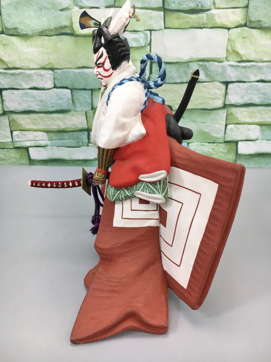 歌舞伎 人形 團十郎 「暫」 しばらく W34×D15×H29cm 台座付き 伝統芸能