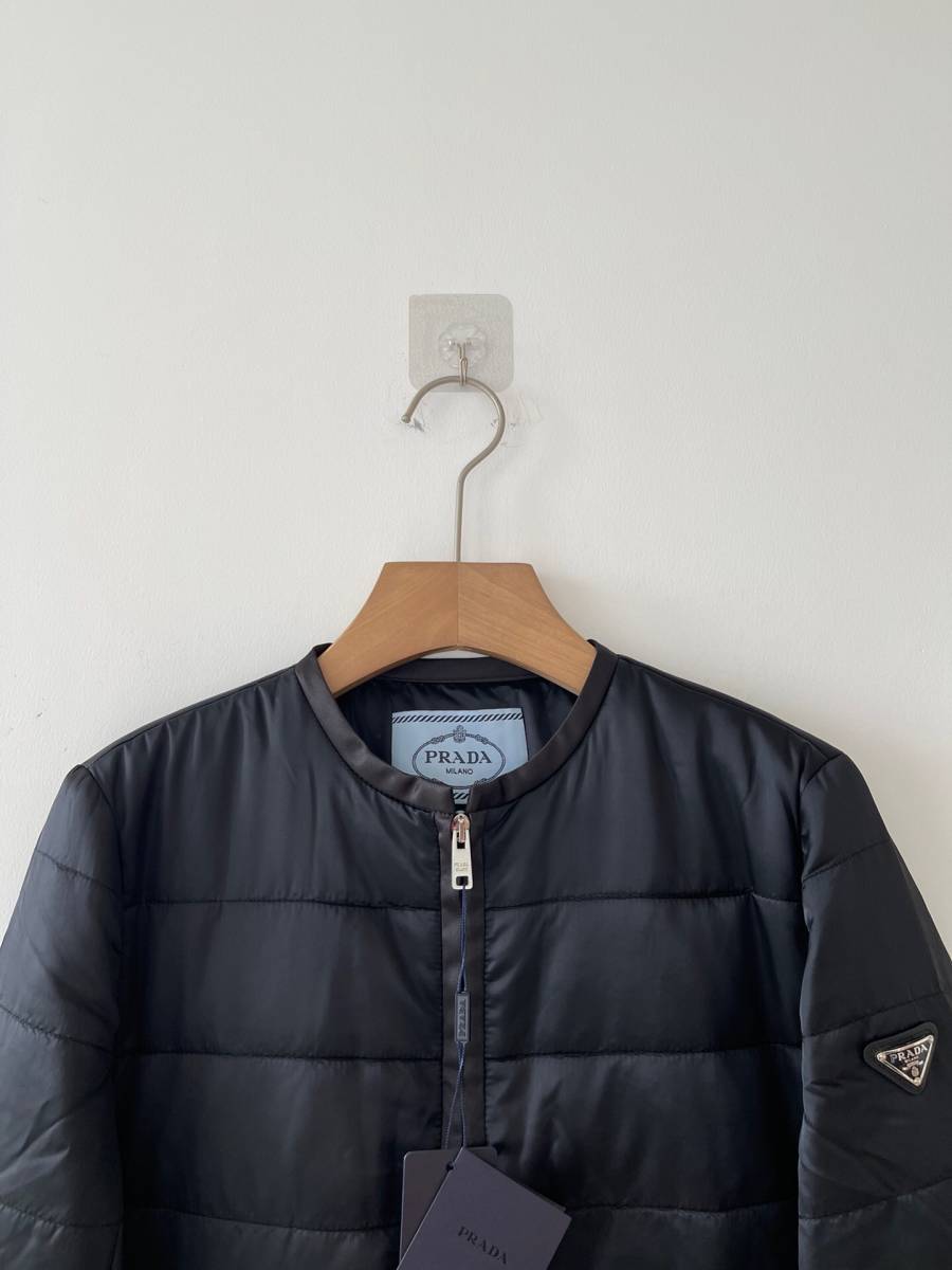 ☆PRADA☆プラダ正規21秋冬新作ノーカラー中綿ジャケットアウター軽量 