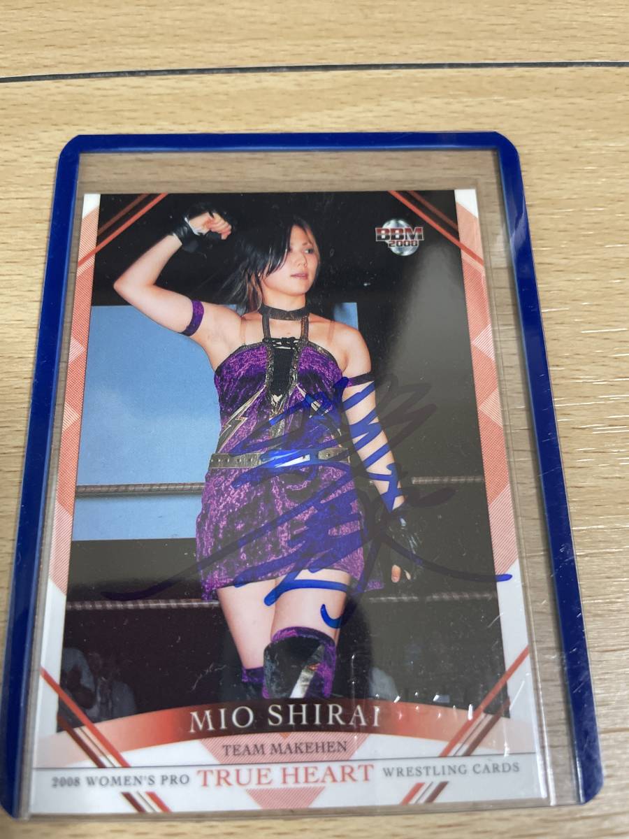 BBM2008女子プロレス TRUE HEART 紫雷美央直筆サインカード(青)(ベース 