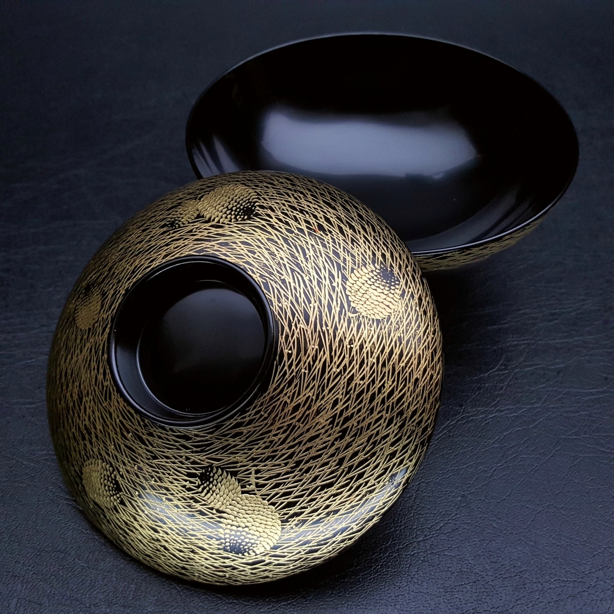 輪島塗 古美味張間麻佐緒 山桜吸物椀 五客 茶道具 保証品 YMd2 葵房