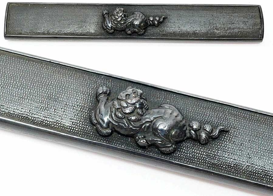 小柄 赤銅魚々子地鶏図 在銘 柳川直孝 花押 刀装具 骨董 古美術 江戸