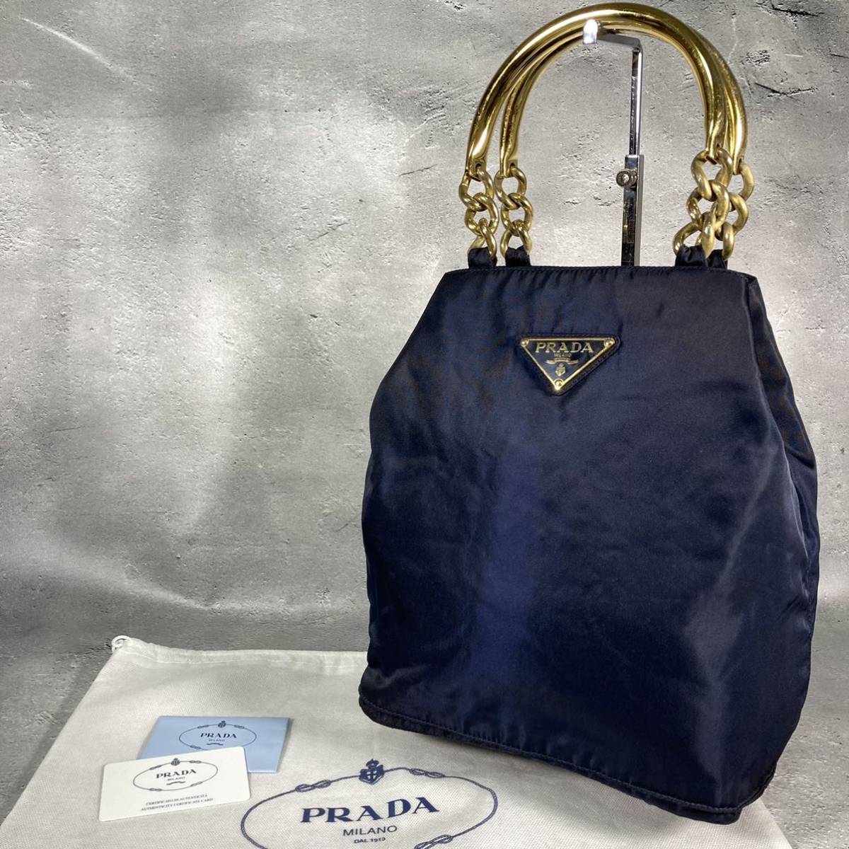 1円～ 最高級 PRADA プラダ ハンドバッグ ナイロン 三角プレート 