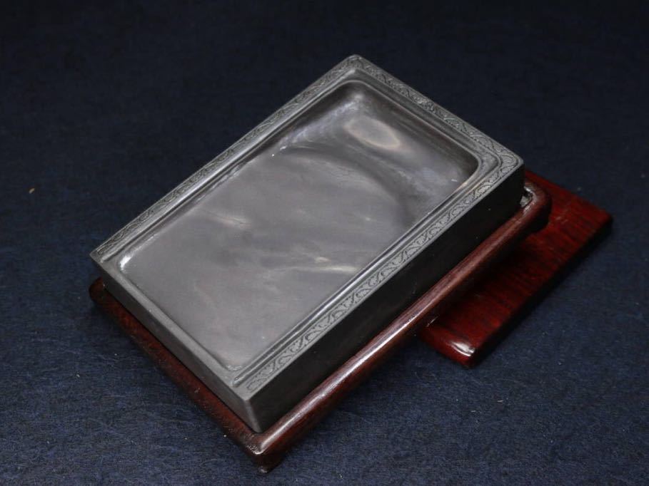 硯 端渓硯 長方形硯 水岩 14.2-10-4.4cm 紫石 唐硯 すずり