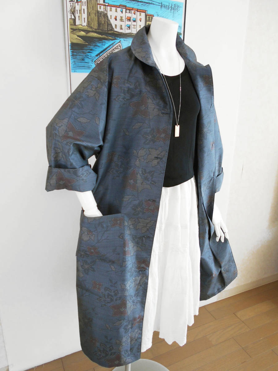 大島紬 | 着物リメイク 着物 白大島紬のコート 限定セール，定番 本場