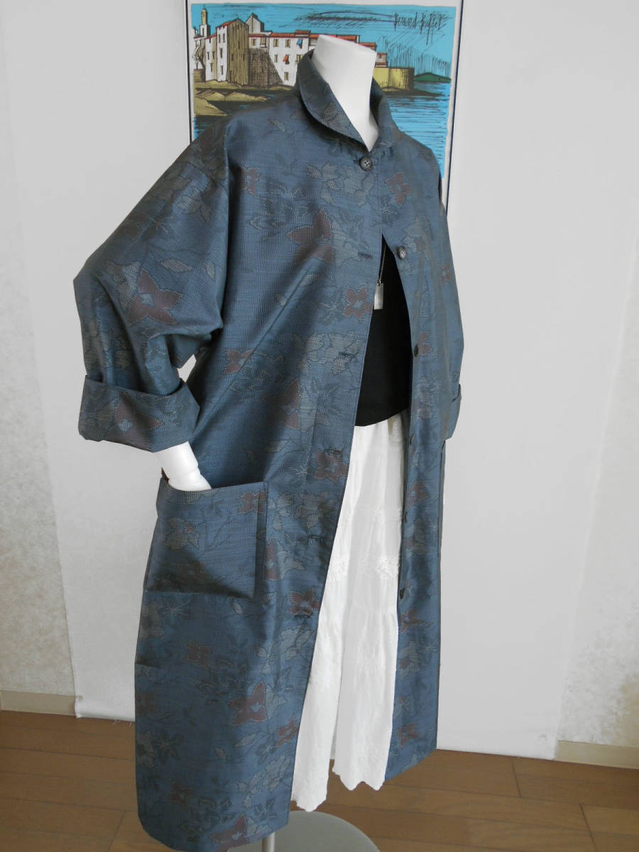 大島紬 | 着物リメイク 着物 白大島紬のコート 限定セール，定番 本場