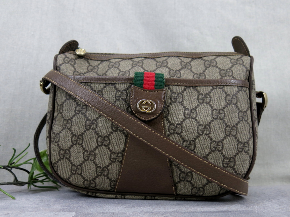 GUCCI オールド グッチ○シェリー○GGスプリーム PVC カーフ レザー 本 