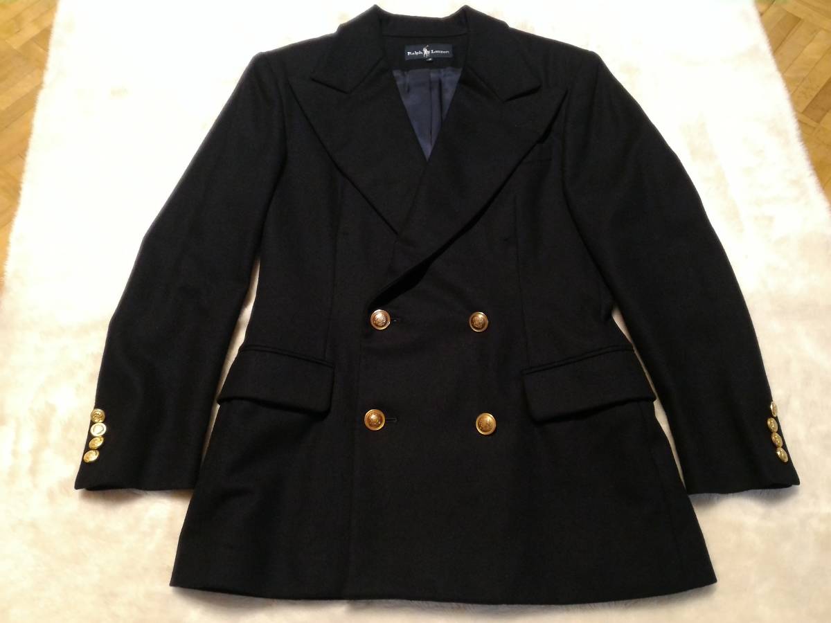 ラルフローレン RALPH LAUREN 紺ブレザー ダブル 金ボタン 7号 