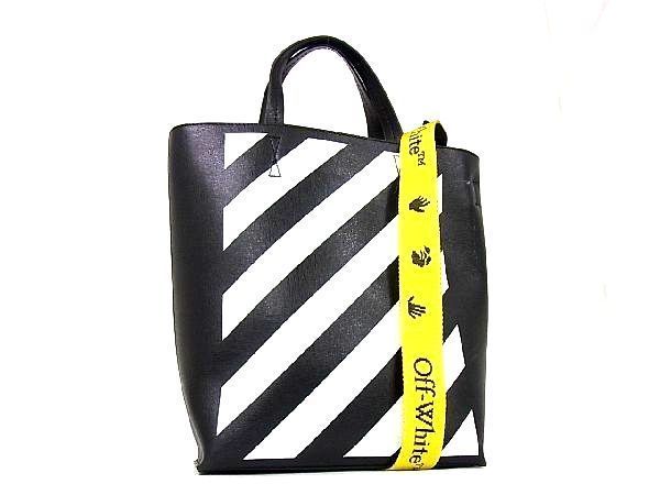 1円 ■美品■ Off White オフホワイト レザー 2WAY ハンドバッグ ショルダーバッグ 肩掛け 斜め掛け レディース メンズ ブラック系 T0749bN Off-White オフホワイト レザー ホワイト off-white 中古（財布・ケース｜バッグ・小物