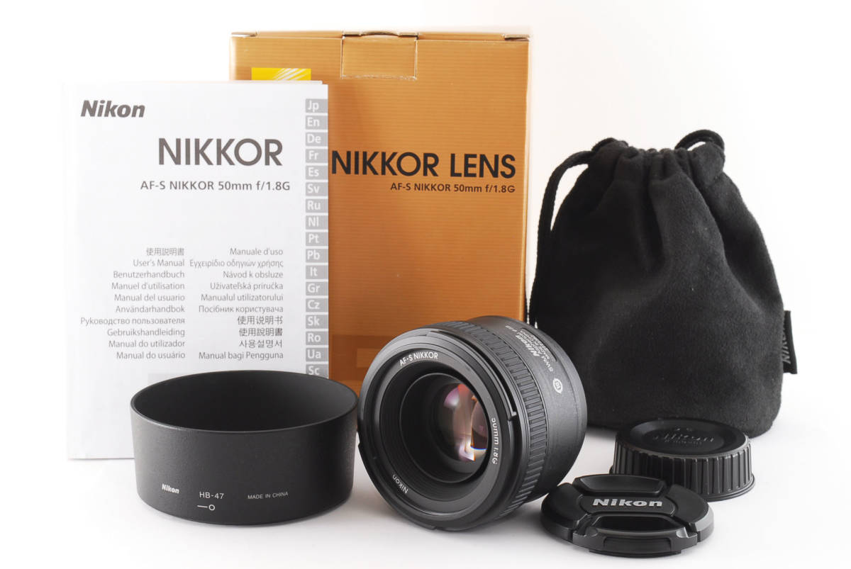 元箱 取扱説明書 ポーチ付！★極上品★ NIKKOR AF-S 50mm F1.8G 単焦点レンズ (776)