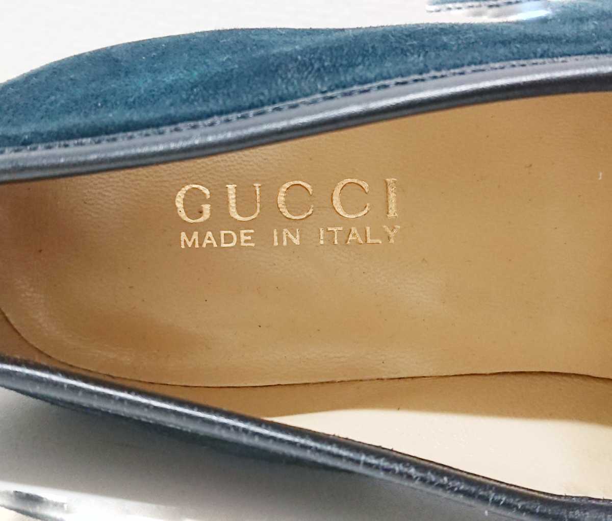 美品 GUCCI グッチ ホースビットローファー スエード ネイビー 7 2/1 