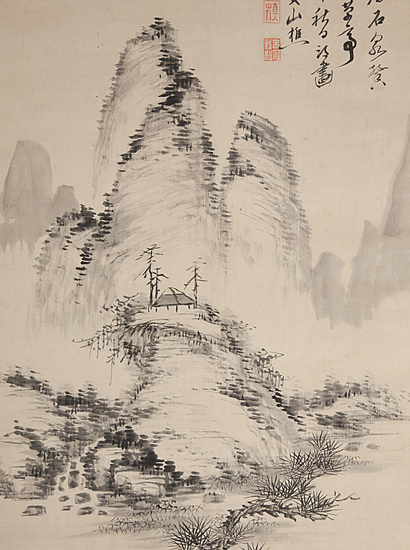 田能村竹田 南画の大家 花 紙本軸装 掛軸 書画 日本画 文人画