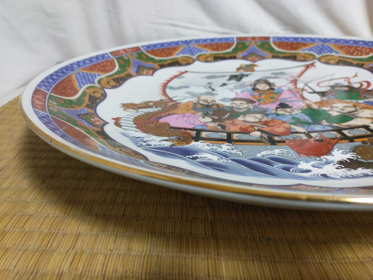 美品】有田焼 七福神 飾皿 緒方松右衛門作 伝統工芸士 色絵金彩 大皿