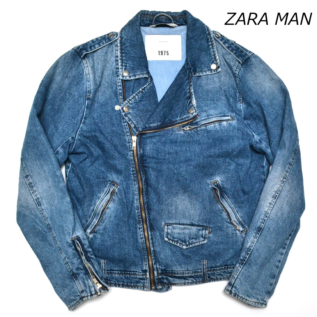 【セール，定番】 M241416 ZARA MAN ザラマン ライダースデニムジャケット USA M メンズ(Lサイズ)｜売買されたオークション情報、yahooの商品情報をアーカイブ公開 - オークファン ジージャン