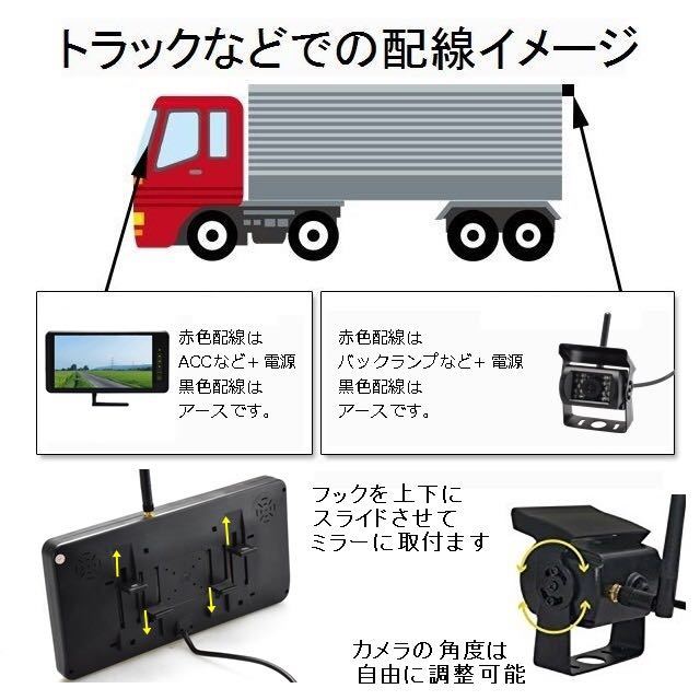 バックカメラセット 日本製液晶 ワイヤレス ミラーモニター 防水抜群 日本製LED液晶採用 ワイヤレス 9インチ ミラーモニター バックカメラ