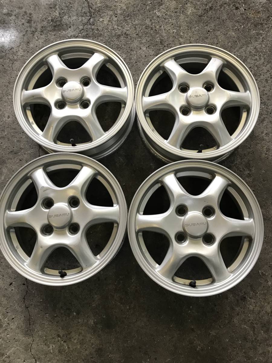 純正 スバル プレオ ４J-1３ 4穴 PCD100 オフセット 45　中古　4本セット 