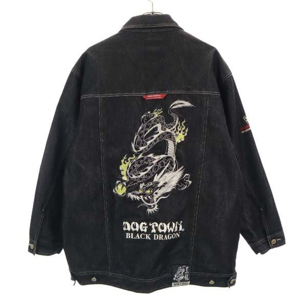 DOG TOWN BLACK DRAGON デニムジャケット　金　刺繍　龍　XL ドッグタウン 90s 黒龍 デニムジャケット XL DOGTOWN 刺繍 BLACK