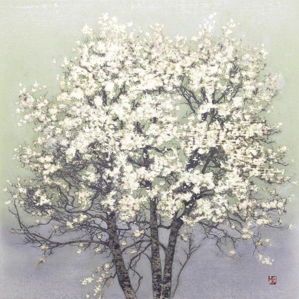 【真作】【WISH】星襄一「こぶし」木版画 1977年作 直筆サイン 「樹」木版画全作品集の表紙絵 ◆代表作　　〇樹の木版人気作家 #21102460_3