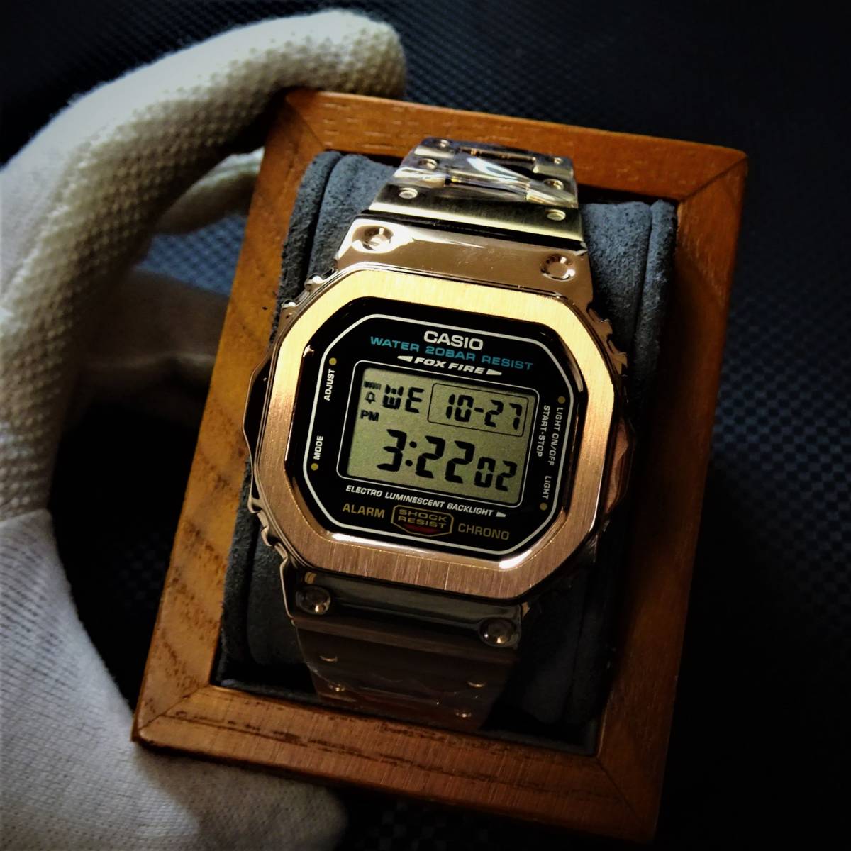 〓未使用〓電池クォーツGショック本体付きDW-5600専用ローズゴールドベゼル