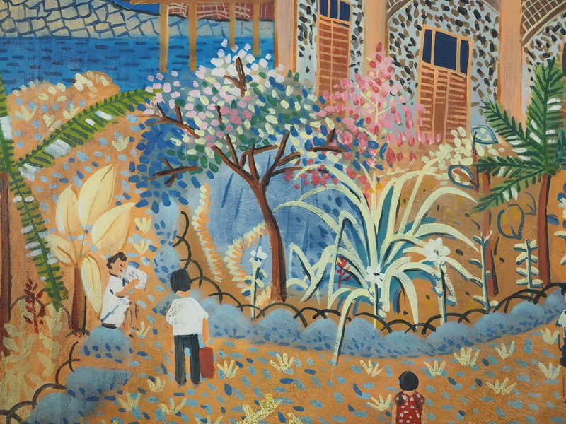 日本油彩 風景画 グラバー邸 F8号 額縁付き 山下清 画作(自然、風景画)