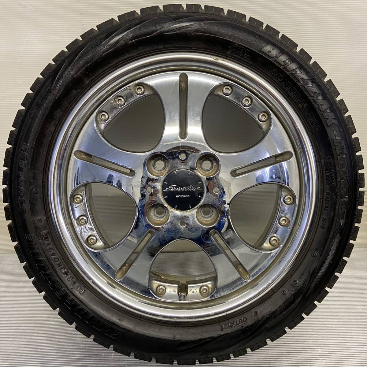 軽自動車☆WORK Euroline 14×5JJ 4H×100☆BS REVO GZ 165/55R14