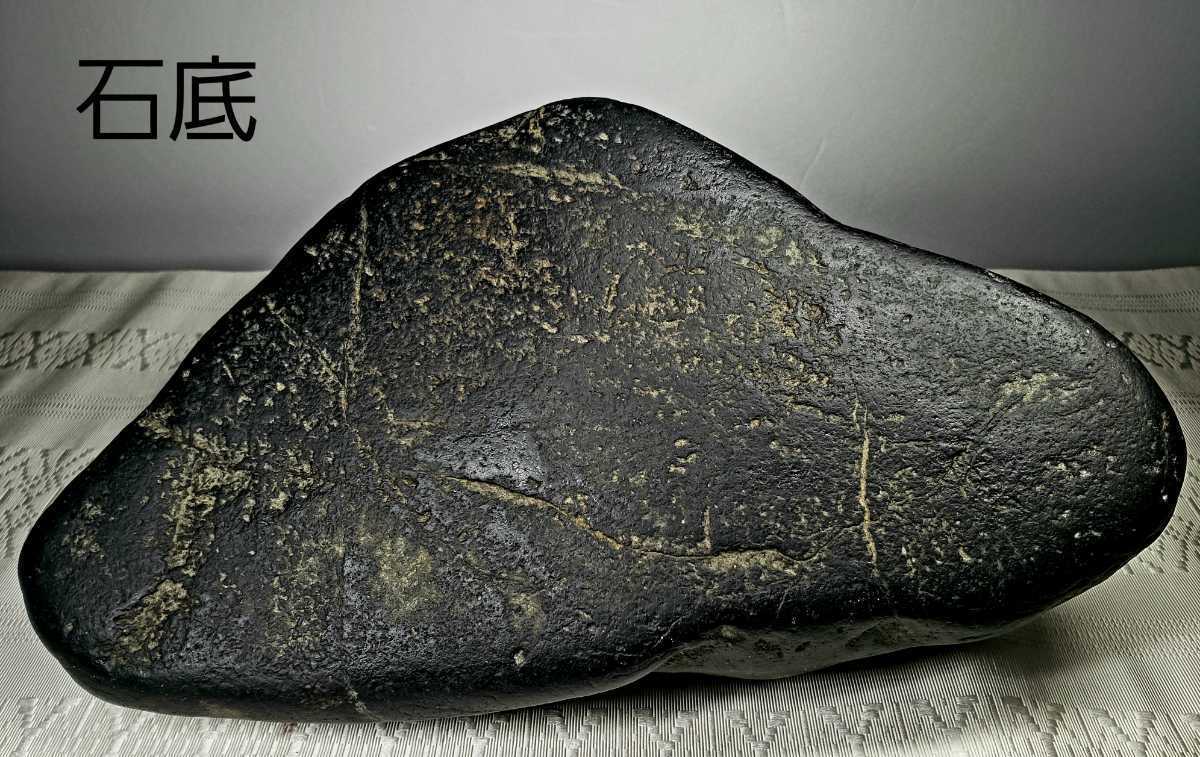信濃美術石博物館】水石 盆栽 骨董 瀬田川真黒石 ウブ 横27×高10(cm